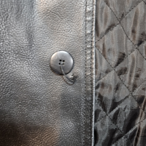 Calvin Klein Black Leather Jacket Men’s XL Quilted Lined - Picture 4 of 10